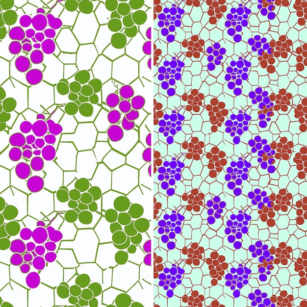 PSD een set kleurrijke tegels met de groene en paarse bloemen