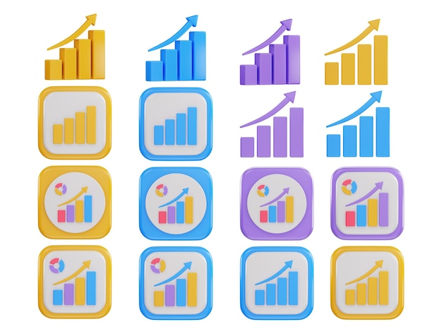 Een set van kleurrijke iconen voor een business groeien staafdiagram pictogram illustratie set