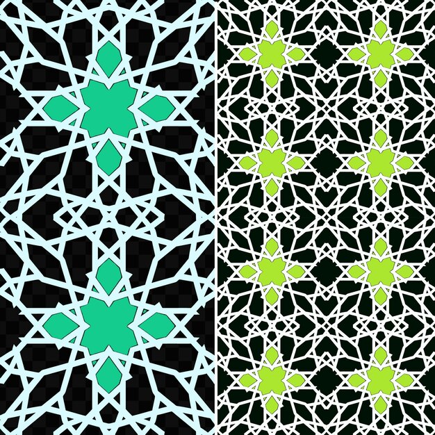 PSD een set van vier verschillende patronen met een zwarte en groene bloem