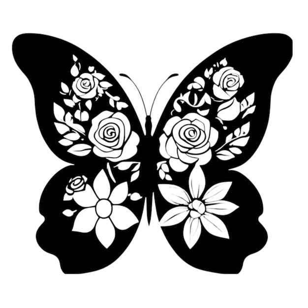 PSD een silhouet butterfly clipart voor decoratie ai gegenereerd