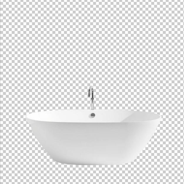 Een slanke moderne witte badkuip gecentreerd op een ongerepte witte achtergrond minimalistisch en schoon ontwerp