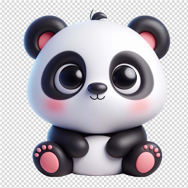 Een speelgoed panda met roze voeten en roze tenen