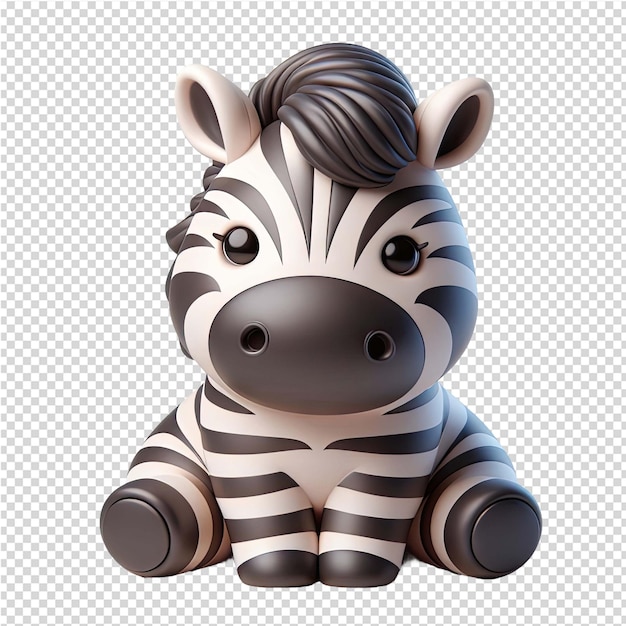 PSD een speelgoed zebra met een zwarte neus en een witte streep op zijn hoofd
