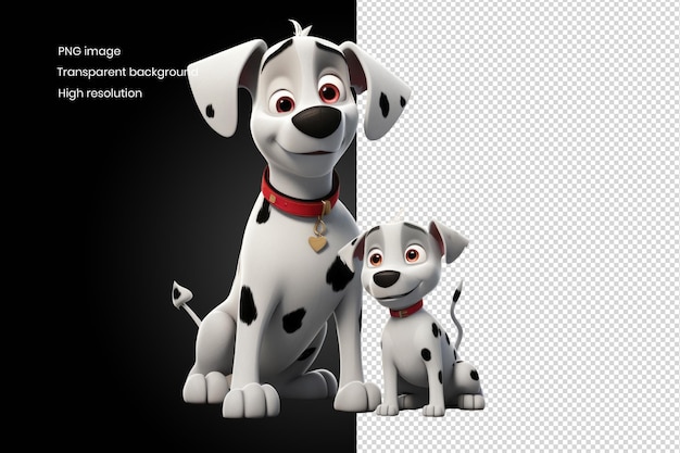 PSD een speelse dalmatische moeder en haar schattige welp