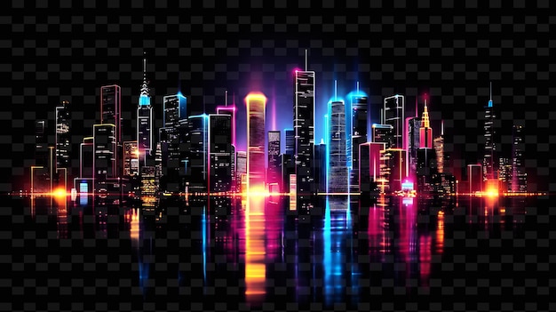 PSD een stadsbeeld met een kleurrijk stadsbeeld en een zwarte achtergrond