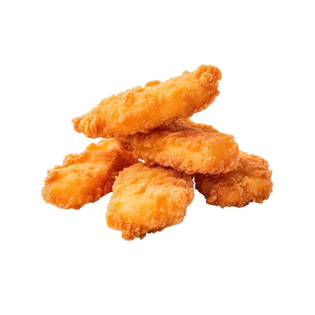 Een stapel gebakken kipnuggets op een witte achtergrond png transparent genative ai