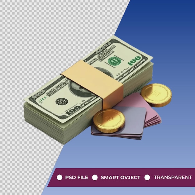 Een stapel geld met een dollarbiljet erop.