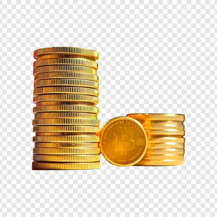 PSD een stapel gouden munten met een munt erop