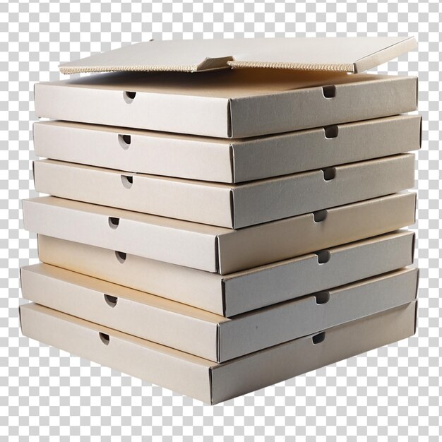 PSD een stapel lege pizza dozen geïsoleerd op een doorzichtige achtergrond