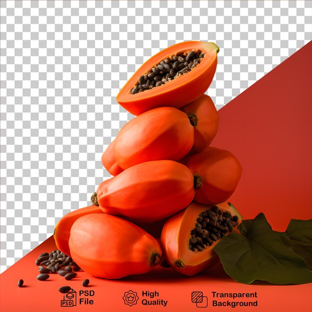 Een stapel papaya geïsoleerd op een doorzichtige achtergrond bevat een png-bestand