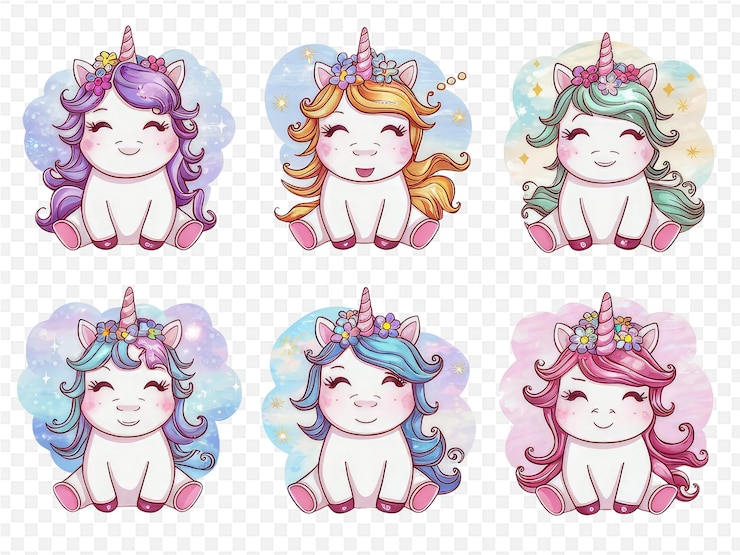 PSD een stel schattige eenhoorns met de woorden prinsessen.