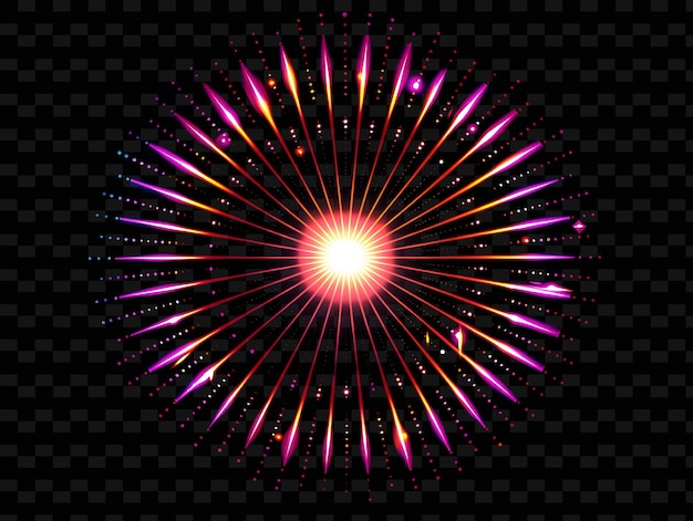 Een ster gevulde cirkel met vuurwerk en een ster