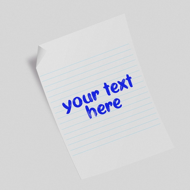 Een stuk papier waarop je tekst staat: hier, hier, hier.
