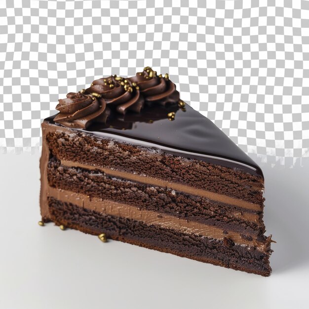 PSD een stukje chocoladekoek met chocolade glazuur en chocoladegrazuur