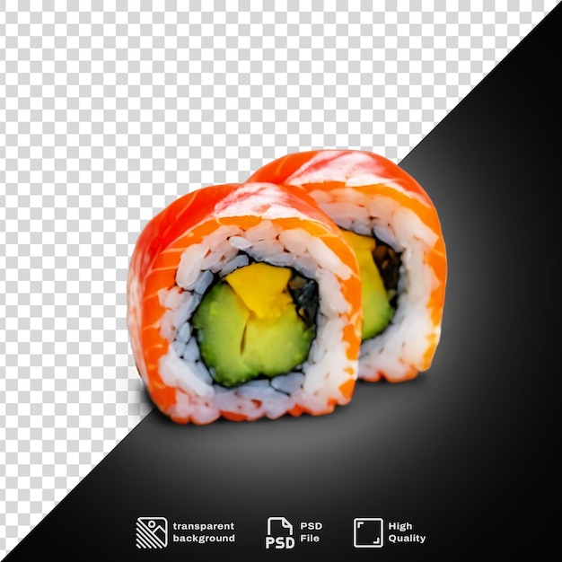 PSD een sushi rol met een stuk sushi erop op een doorzichtige achtergrond