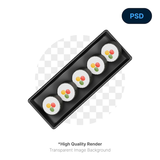 Een sushidienblad met de woorden "high quality render" bovenaan.