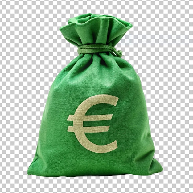 PSD een tas vol euro's geïsoleerd op een witte achtergrond