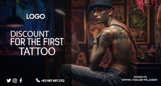PSD een tatoeëerder aan het werk in een tattooshop