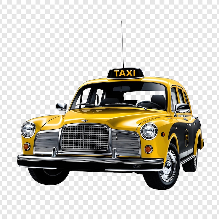 PSD een taxi met het woord taxi aan de bovenkant