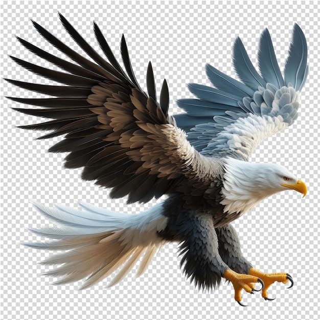 PSD een tekening van een adelaar met een afbeelding van een kale adelaar op zijn vleugel