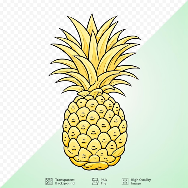 PSD een tekening van een ananas op een groene achtergrond met een afbeelding van een ananas.