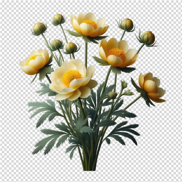 PSD een tekening van een boeket bloemen met de woorden tulpen erop