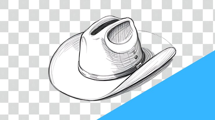 PSD een tekening van een hoed op een witte achtergrond met een blauwe achtergrond
