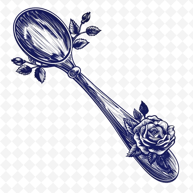 PSD een tekening van een lepel met een roos erop