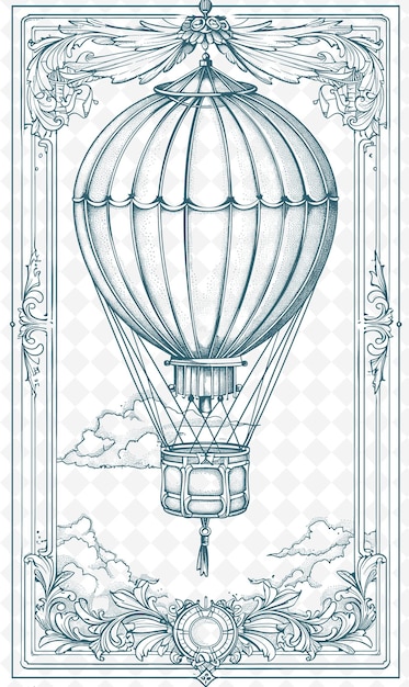 PSD een tekening van een luchtballon in de wolken