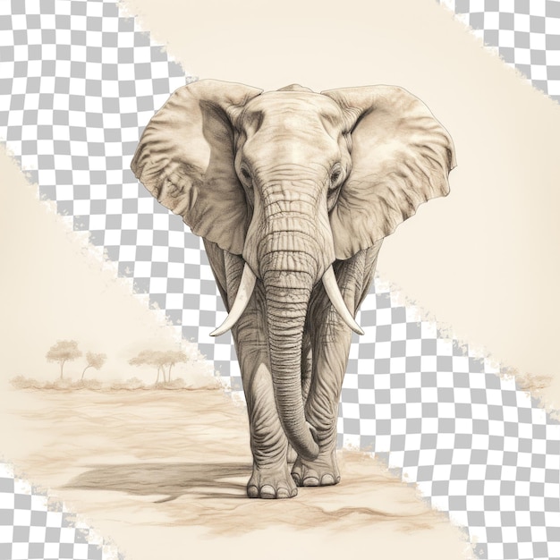 PSD een tekening van een olifant met slagtanden en de woorden 