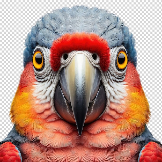 PSD een tekening van een papegaai met een rode gele en blauwe veren