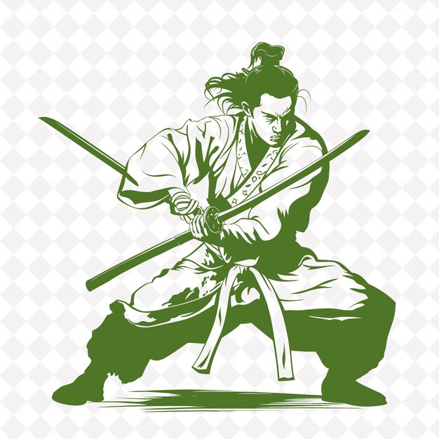 PSD een tekening van een samurai met een groene achtergrond en de woorden quote samurai quote