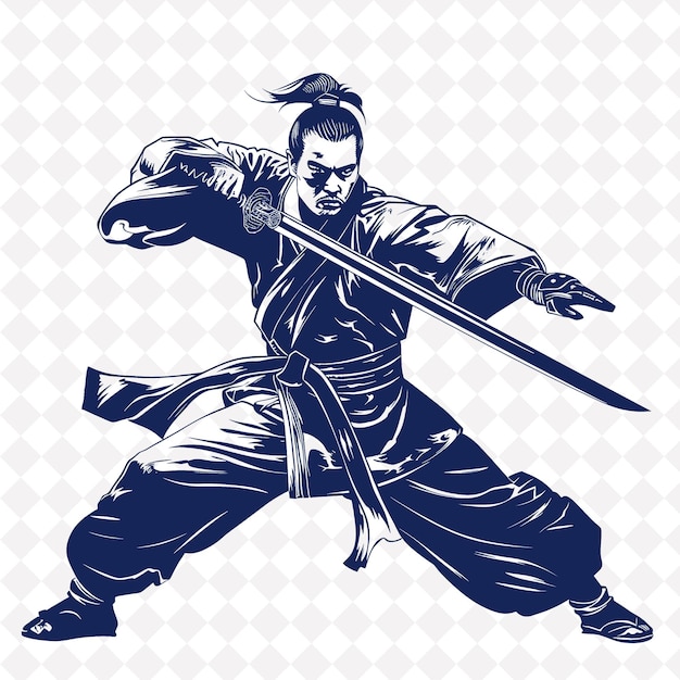 Een tekening van een samurai met een zwaard en de woorden quote samurai quote erop