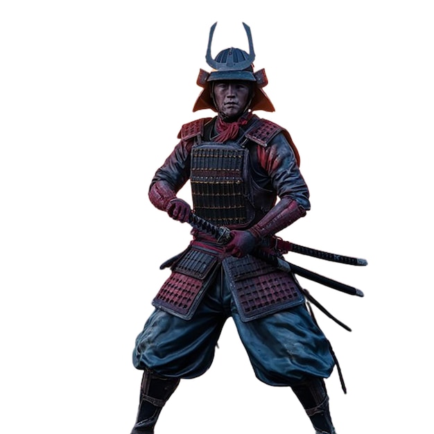 een tekening van een samurai met een zwaard in het midden