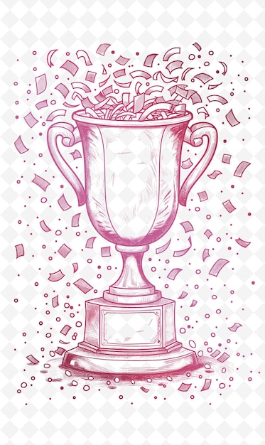 PSD een tekening van een trofee op een roze achtergrond met een roze lint en een roose lint