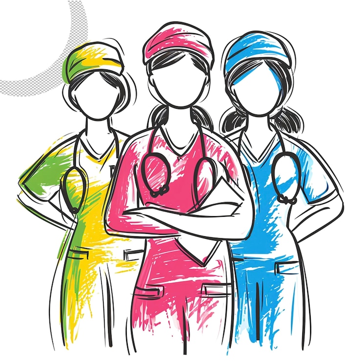 PSD een tekening van vrouwen met hun armen gekruist