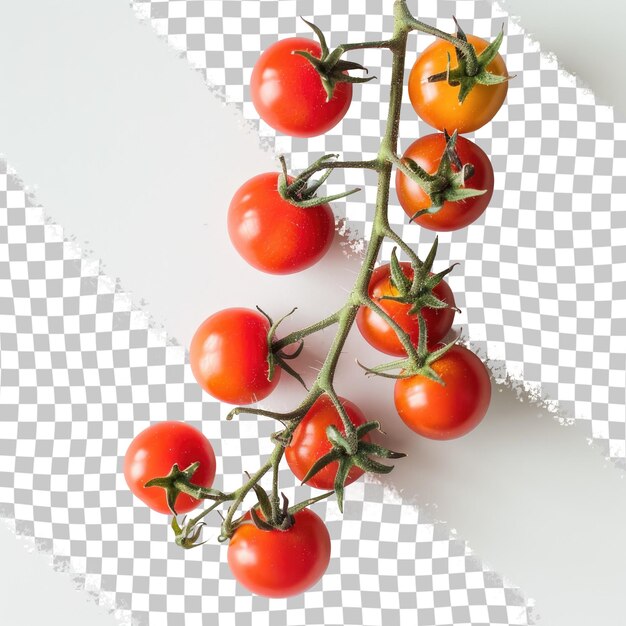 PSD een tomatenplant met tomaten erop staat op een geruite tafel