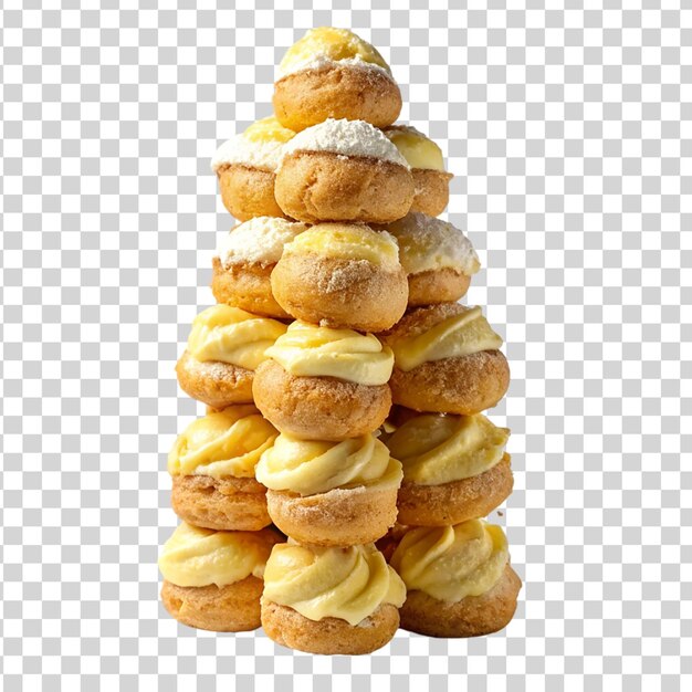 PSD een toren van fluffy crème puffs gevuld met custard