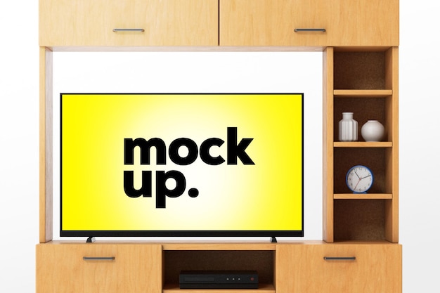 Een tv-scherm waarop mock up staat