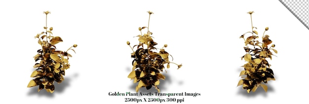 Een verbluffende 3d-weergave van een gouden plant die rijkdom en elegantie aan elk ontwerp zal toevoegen