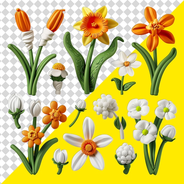 PSD een verzameling bloemen, waaronder een met de tekst 