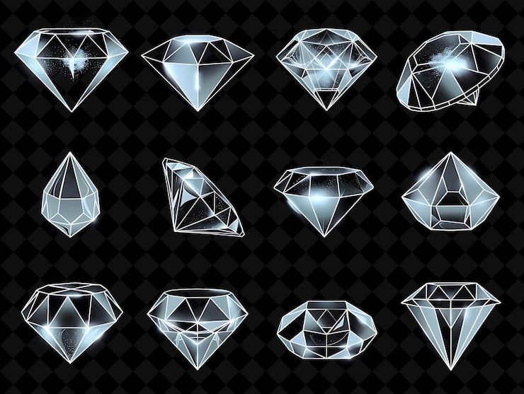PSD een verzameling diamanten met verschillende vormen en kleuren