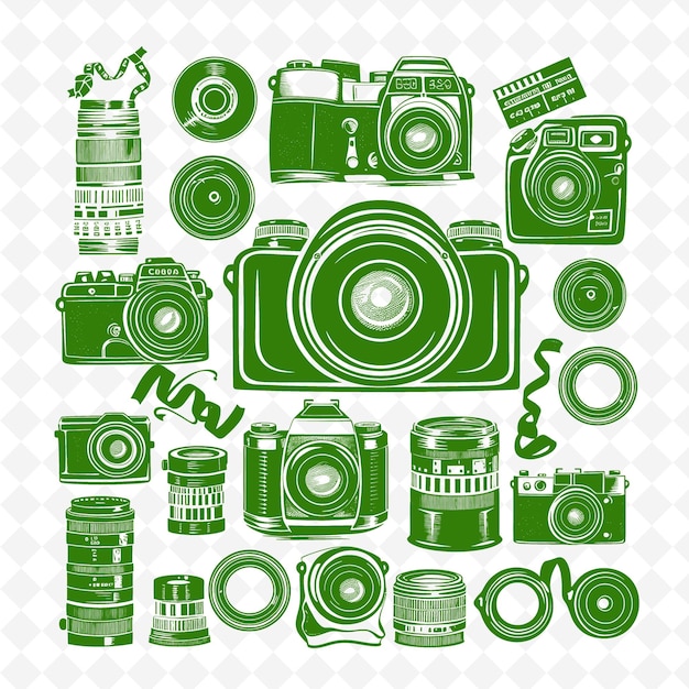 PSD een verzameling foto's van verschillende groene en witte objecten