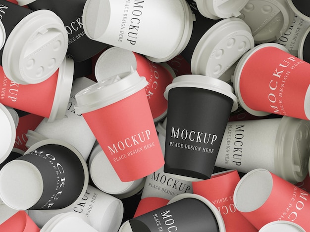 een verzameling koffiekopjes met de woorden op de bodem