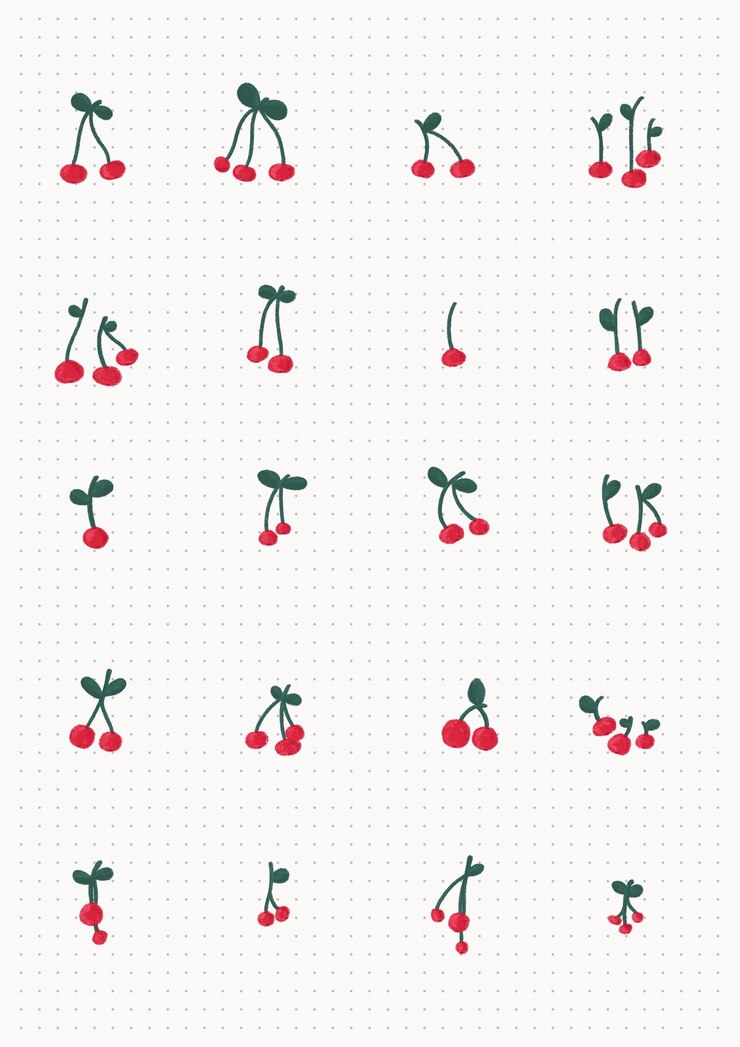 PSD een verzameling minimalistische kersenillustraties