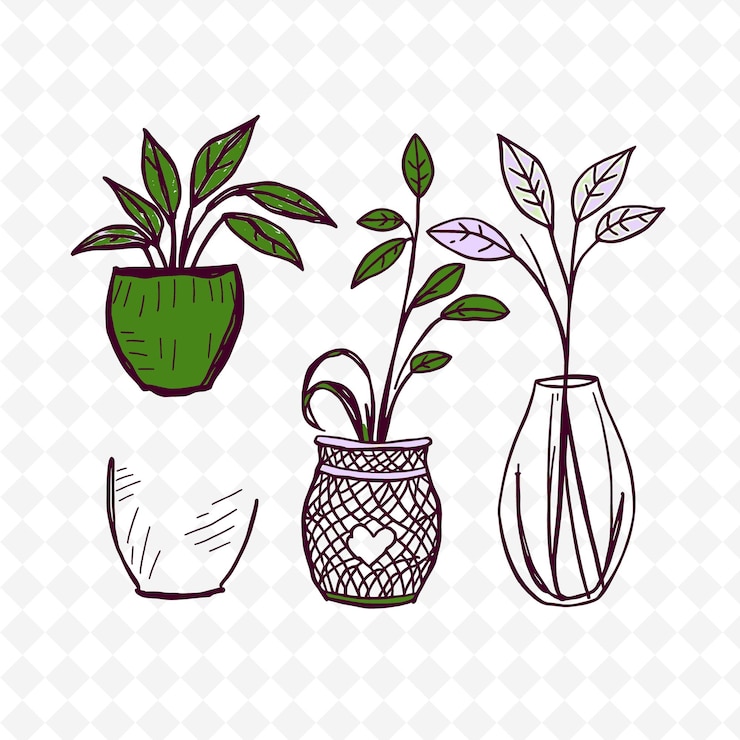 PSD een verzameling planten en vazen met elkaar