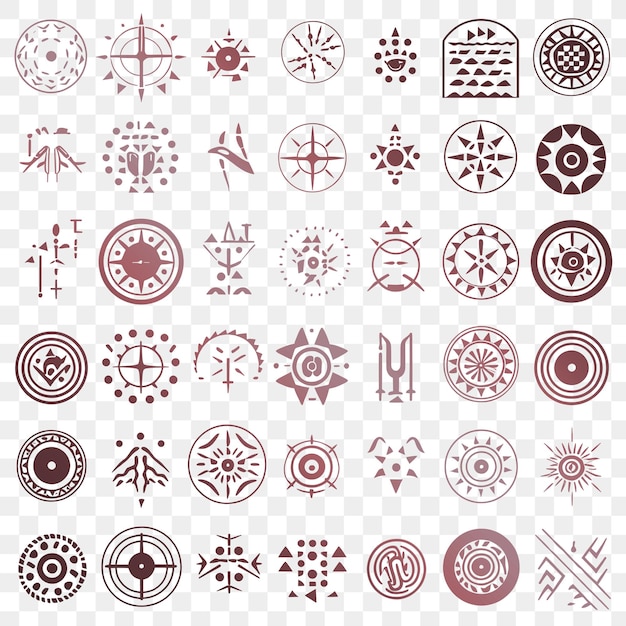PSD een verzameling van cirkels en symbolen, waaronder een met een patroon dat zegt quot all quot