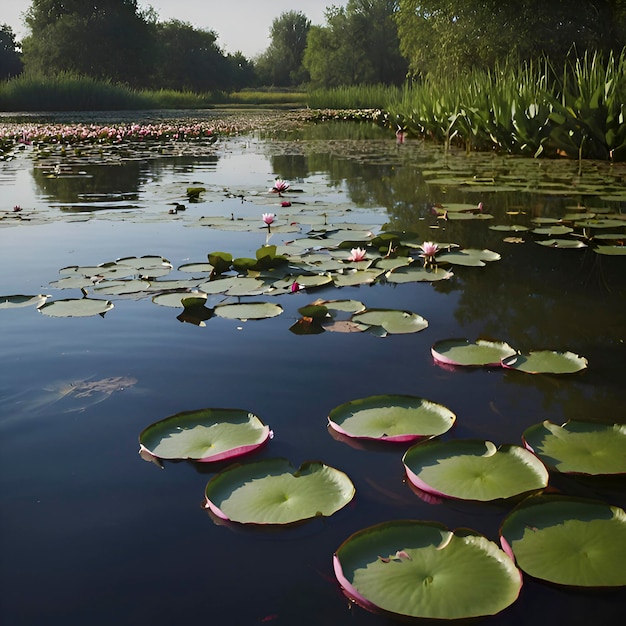 PSD een vijver van waterlelies.