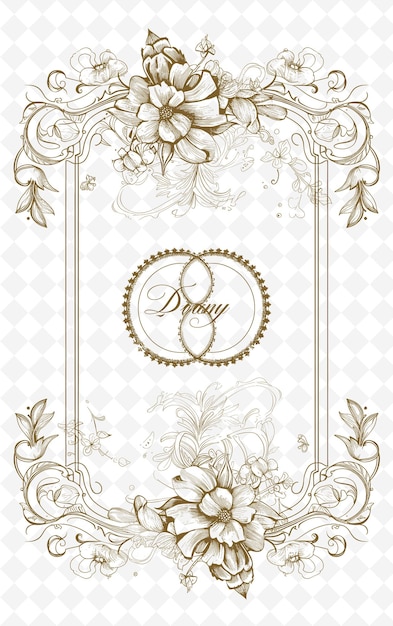 PSD een vintage poster voor een bruiloft met bloemen en de woorden bruiloft erop