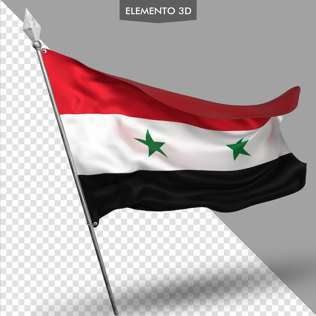 PSD een vlag van syrië wappert met een zilveren vleugel